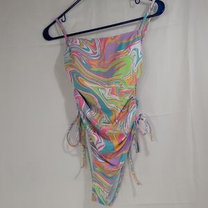 Pink and Green Psychedelic One Piece Swimsuit